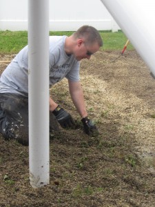 Matthew Wilkinson is one of five Avery Dennison Day of Caring volunteers who completed  their job at another agency and then offered their services to Avery Dennison Day of Caring  volunteers working the day at Forbes House.