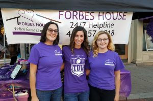 Katy, Mallory and Paige at Tackle Domestic Violence Event in October 2016